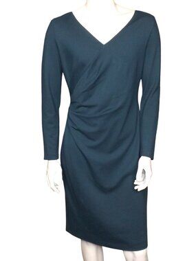 ESCADA Dress, 40, Peacock Blue, Gathered Waist, Long sleeve, Zipper,